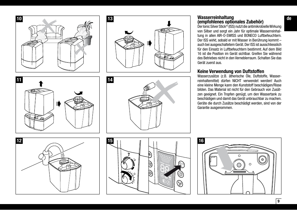 Boneco Air-O-Swiss Boneco U7145 User Manual | Page 9 / 164