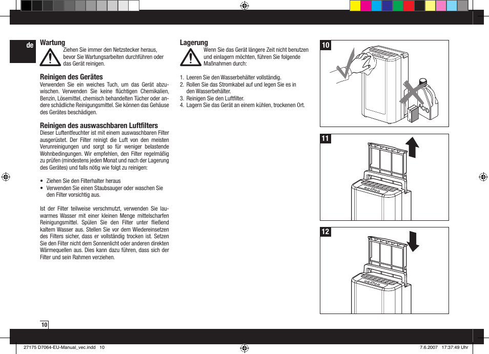 Boneco Air-O-Swiss Boneco D7064 User Manual | Page 10 / 112