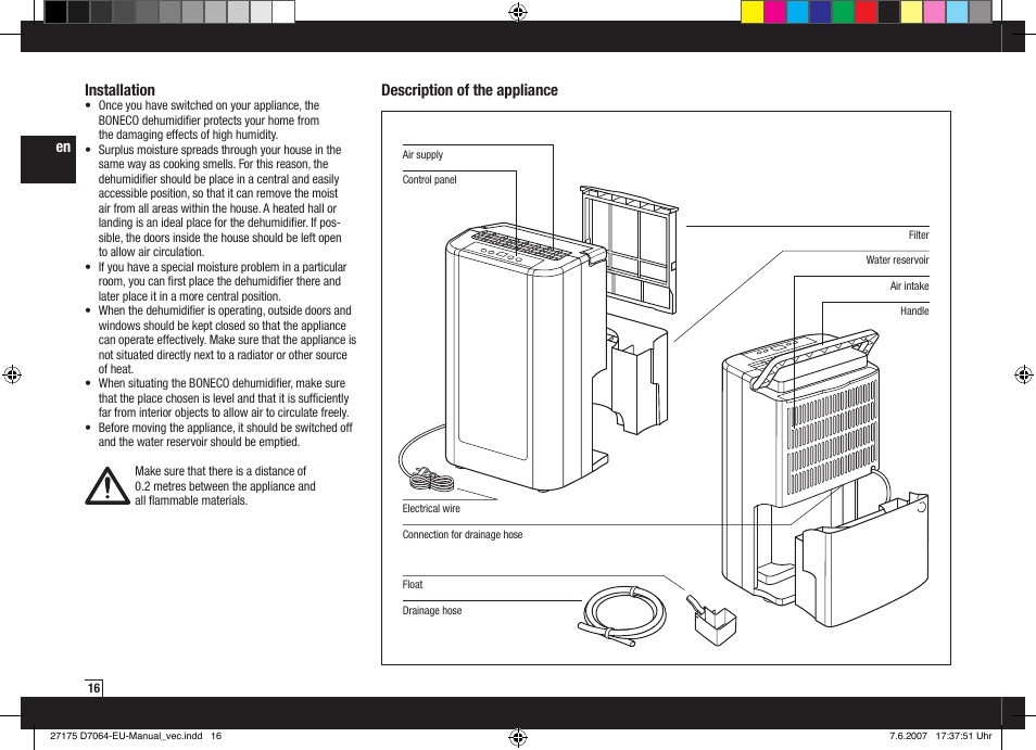 Boneco Air-O-Swiss Boneco D7064 User Manual | Page 16 / 112