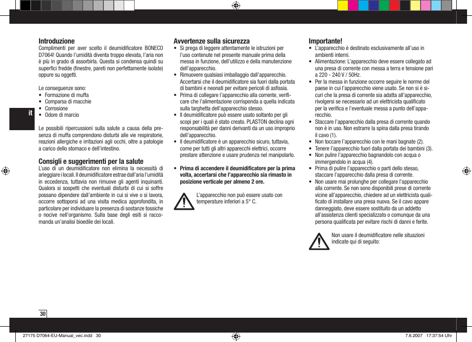 Boneco Air-O-Swiss Boneco D7064 User Manual | Page 30 / 112