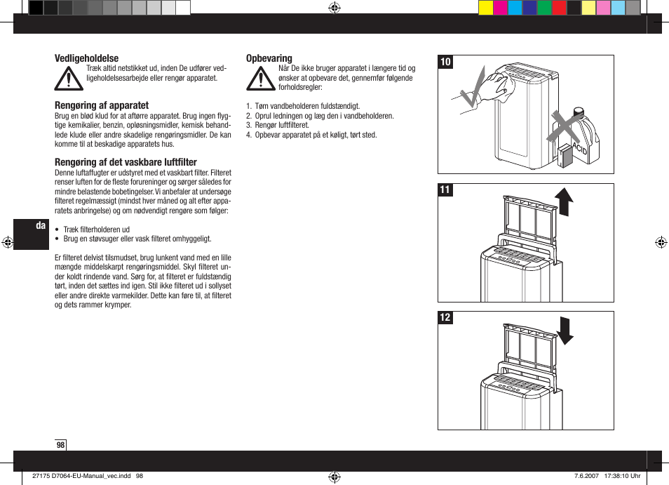 Boneco Air-O-Swiss Boneco D7064 User Manual | Page 98 / 112