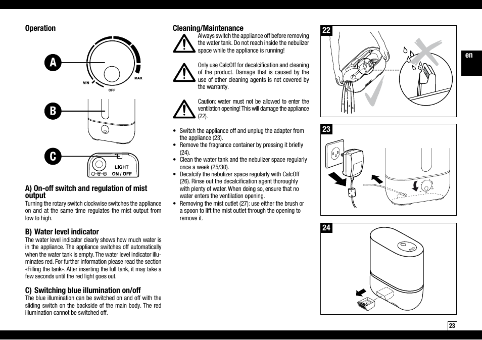 Boneco Air-O-Swiss AOS U200 User Manual | Page 23 / 172