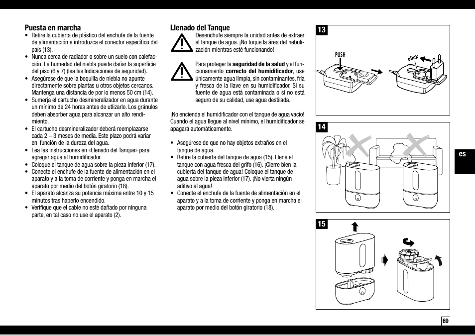 Es 14 puesta en marcha, 13 llenado del tanque | Boneco Air-O-Swiss AOS U200 User Manual | Page 69 / 172