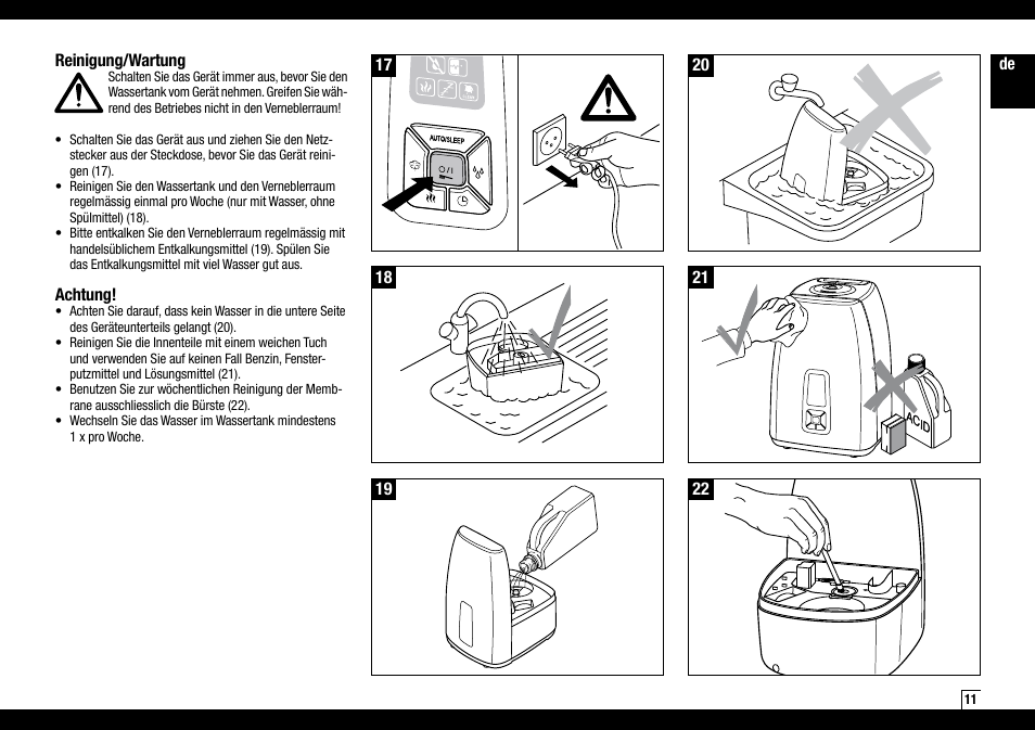 Boneco Air-O-Swiss Boneco U7144 User Manual | Page 11 / 136