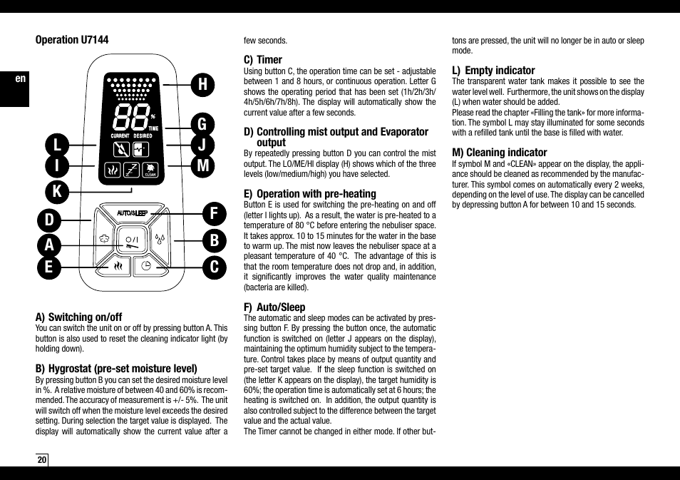 Boneco Air-O-Swiss Boneco U7144 User Manual | Page 20 / 136