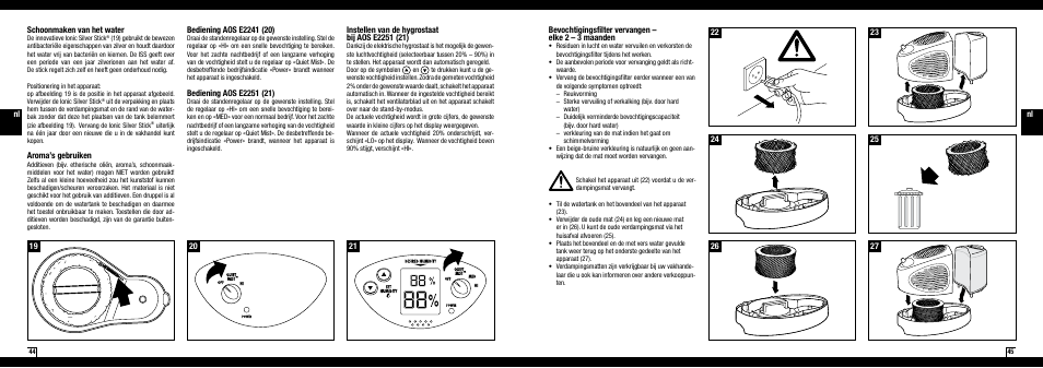 Schoonmaken van het water, Aroma’s gebruiken | Boneco Air-O-Swiss AOS E2241 User Manual | Page 23 / 45