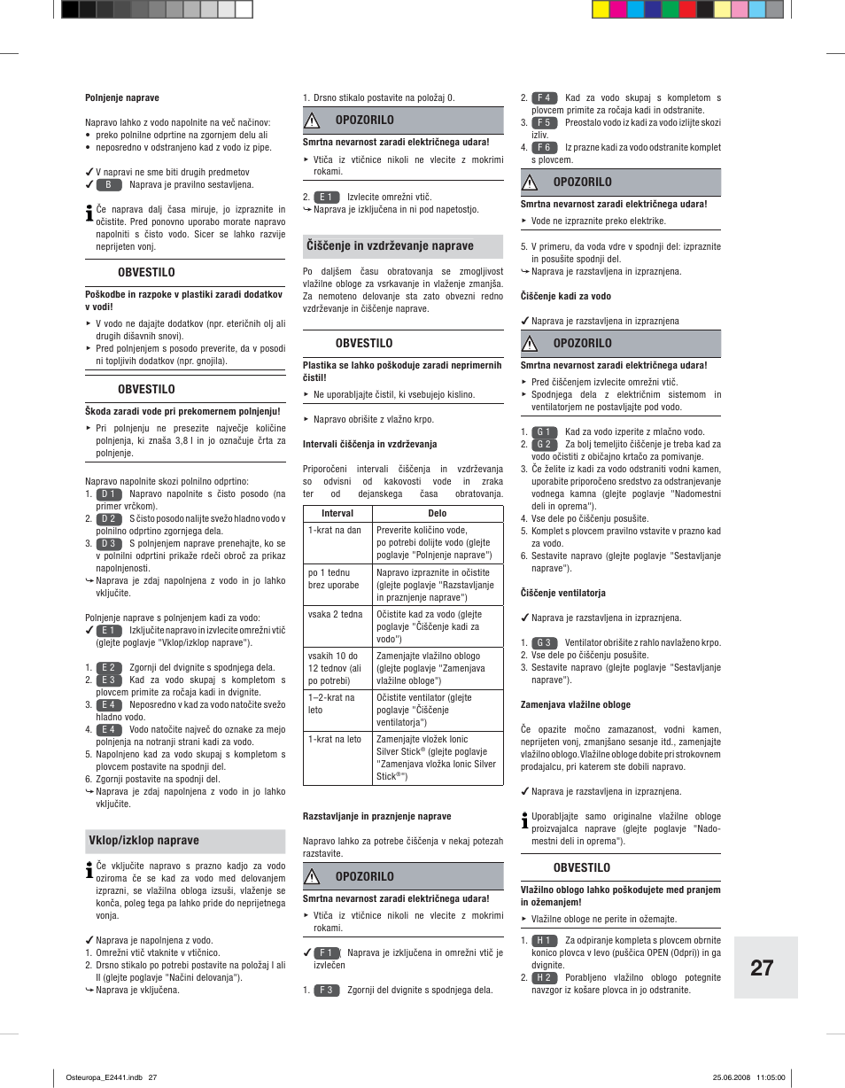 Boneco Air-O-Swiss E2441 User Manual | Page 25 / 66