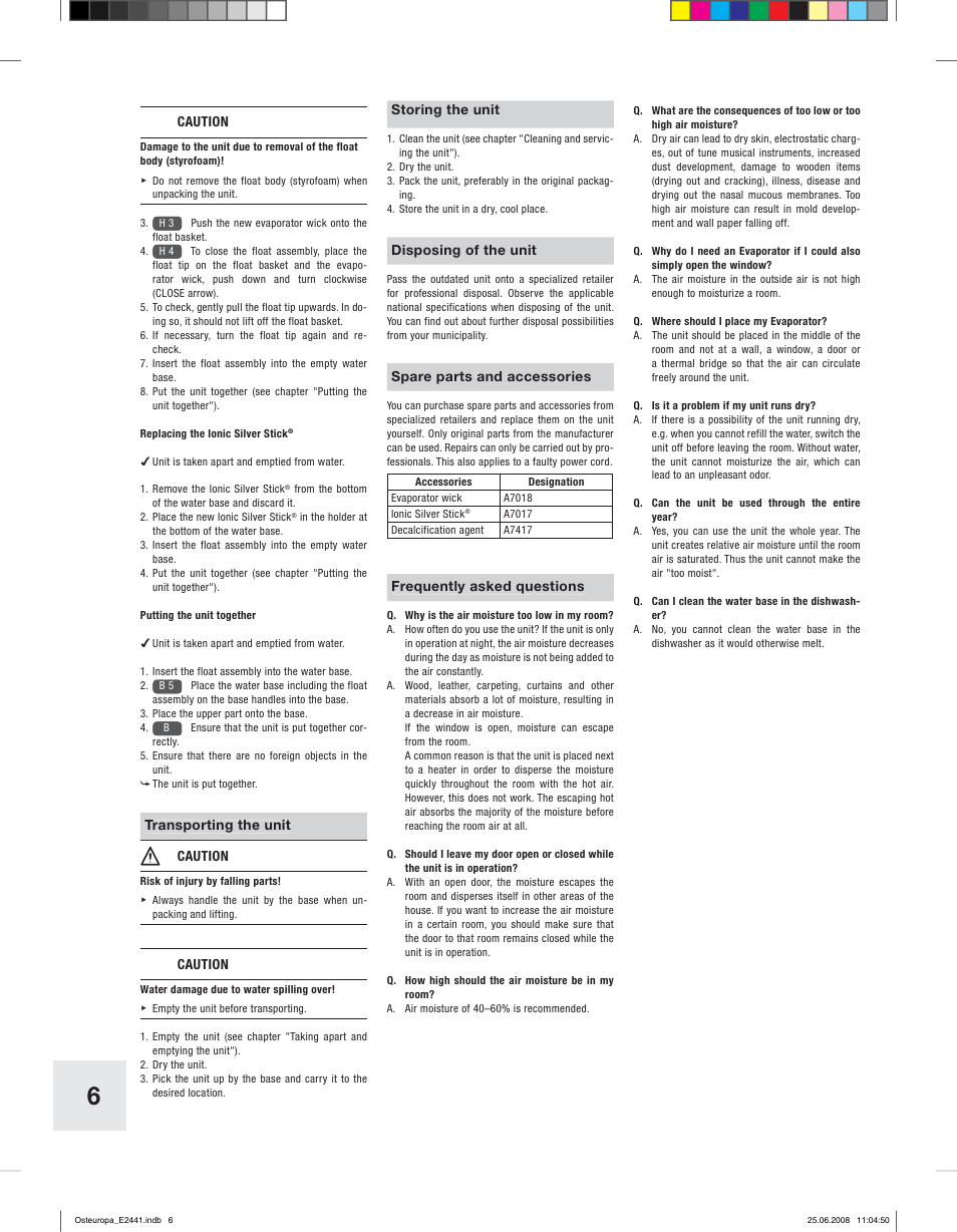 Boneco Air-O-Swiss E2441 User Manual | Page 4 / 66