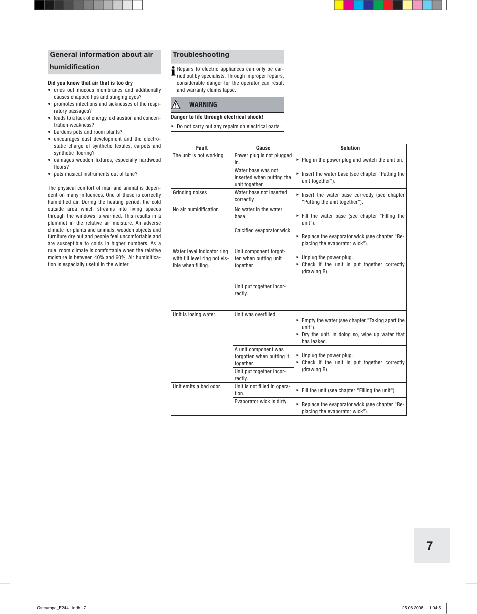 Boneco Air-O-Swiss E2441 User Manual | Page 5 / 66