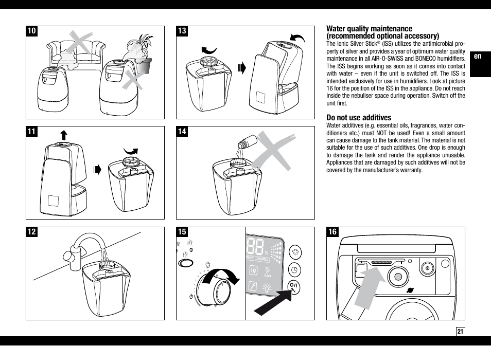 Boneco Air-O-Swiss AOS U600 User Manual | Page 21 / 164