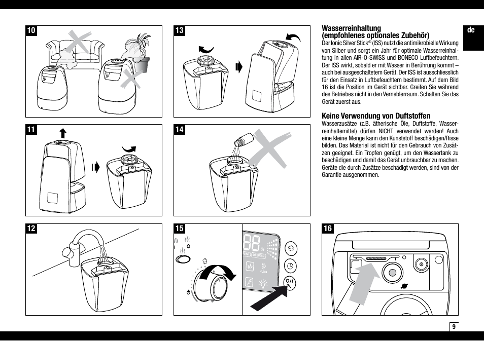 Boneco Air-O-Swiss AOS U600 User Manual | Page 9 / 164