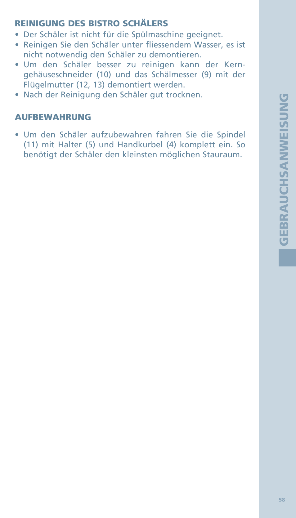 Ge b ra u ch s an w ei su ng | Bodum BISTRO Овощечистка User Manual | Page 10 / 46
