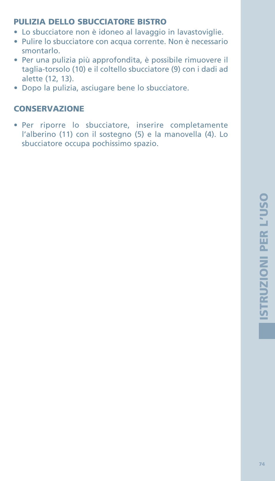 Is tr u zioni per l ’us o | Bodum BISTRO Овощечистка User Manual | Page 26 / 46
