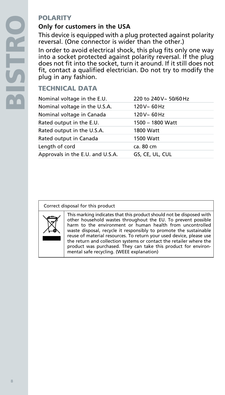 Bis tro | Bodum BISTRO Электрический гриль User Manual | Page 10 / 89