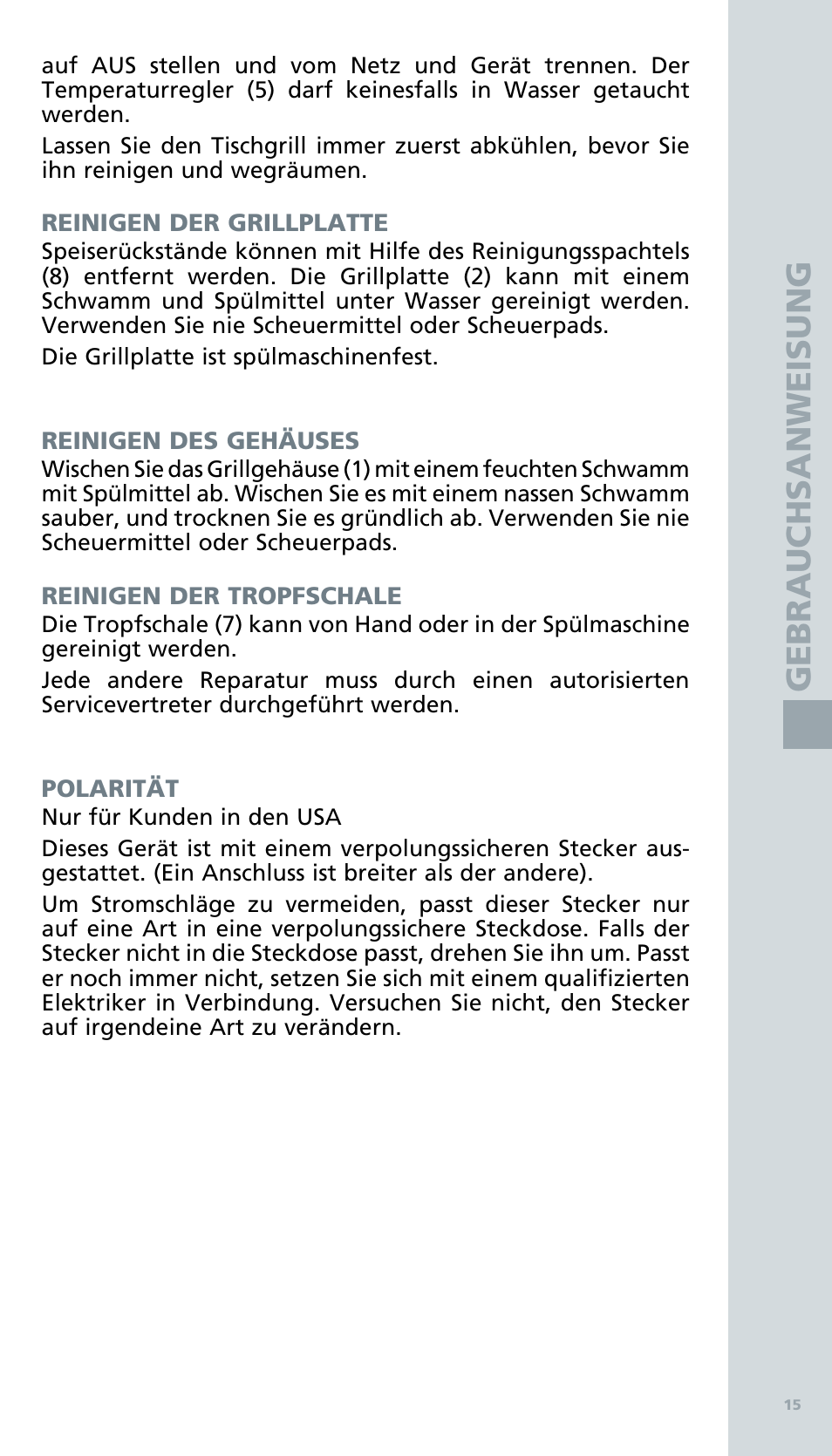 Ge b ra u ch s an w ei su ng | Bodum BISTRO Электрический гриль User Manual | Page 17 / 89