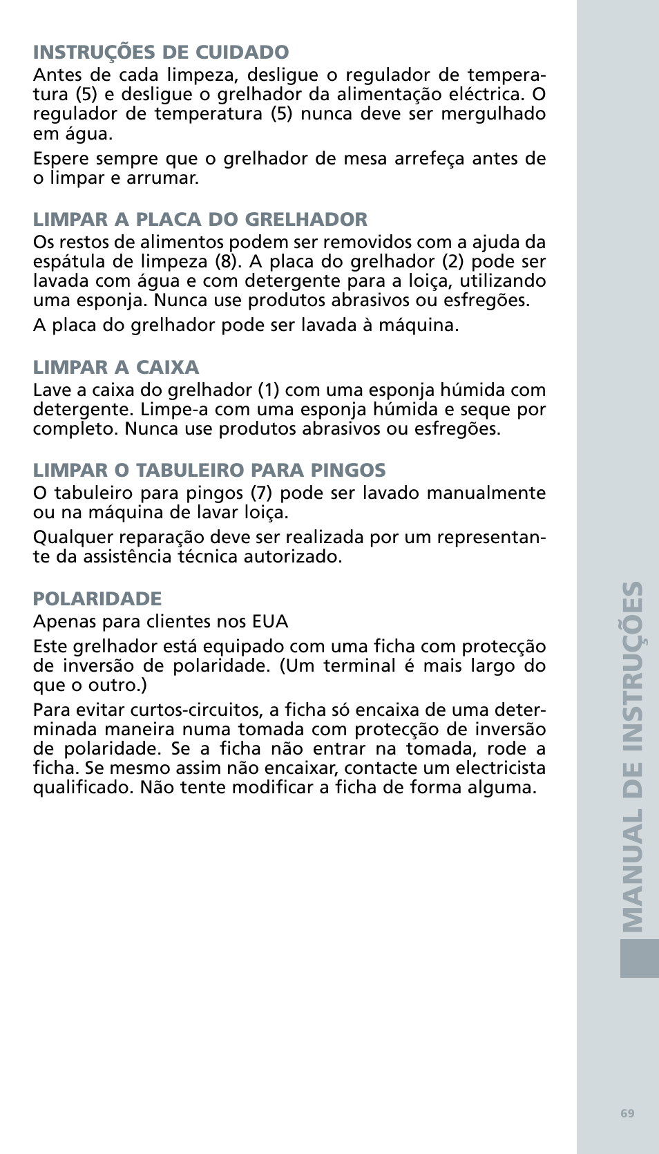 Man u al de in s tr uçõ e s | Bodum BISTRO Электрический гриль User Manual | Page 71 / 89
