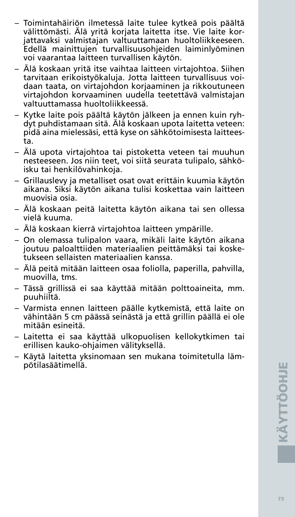 Kä ytt ö oh je | Bodum BISTRO Электрический гриль User Manual | Page 75 / 89