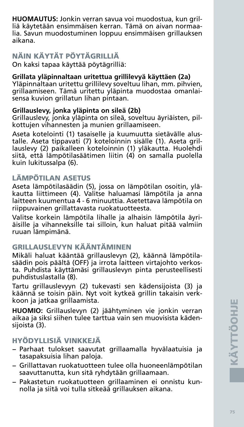 Kä ytt ö oh je | Bodum BISTRO Электрический гриль User Manual | Page 77 / 89