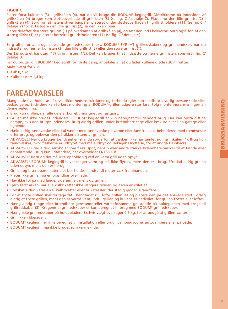 Fareadvarsler | Bodum FYRKAT Гриль на углях в форме конуса User Manual | Page 19 / 49