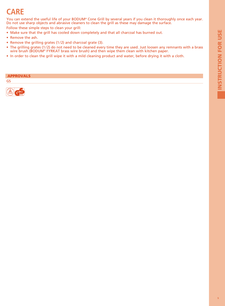 Care | Bodum FYRKAT Гриль на углях в форме конуса User Manual | Page 9 / 49