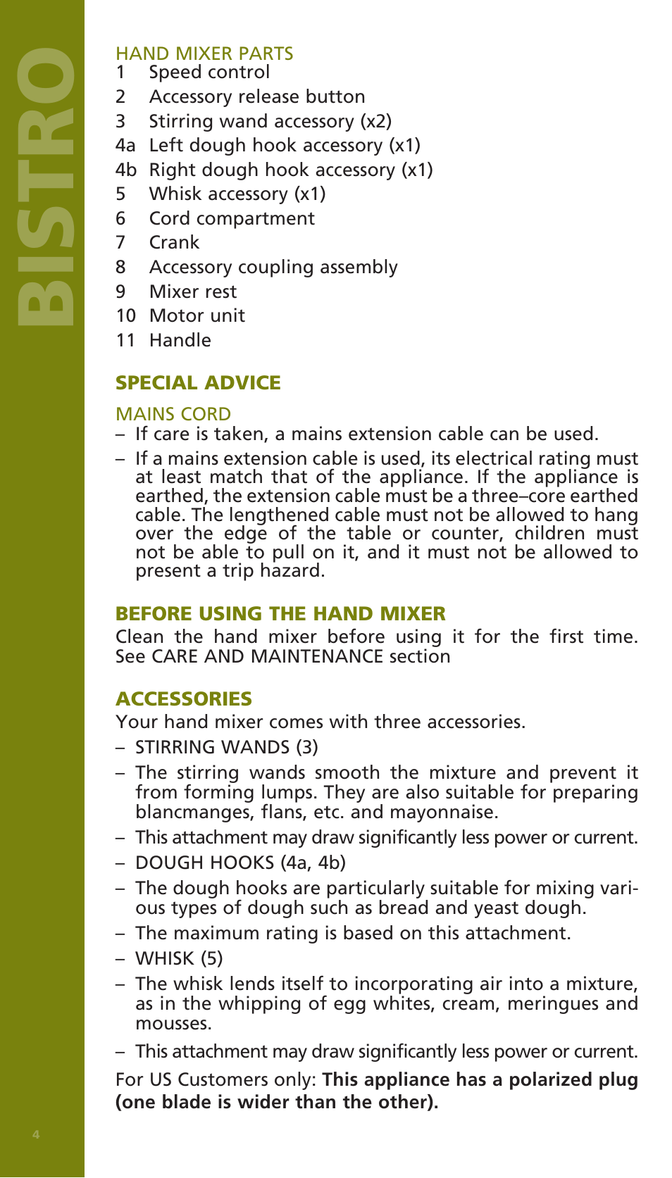 Bistro | Bodum BISTRO Электрический миксер User Manual | Page 5 / 82