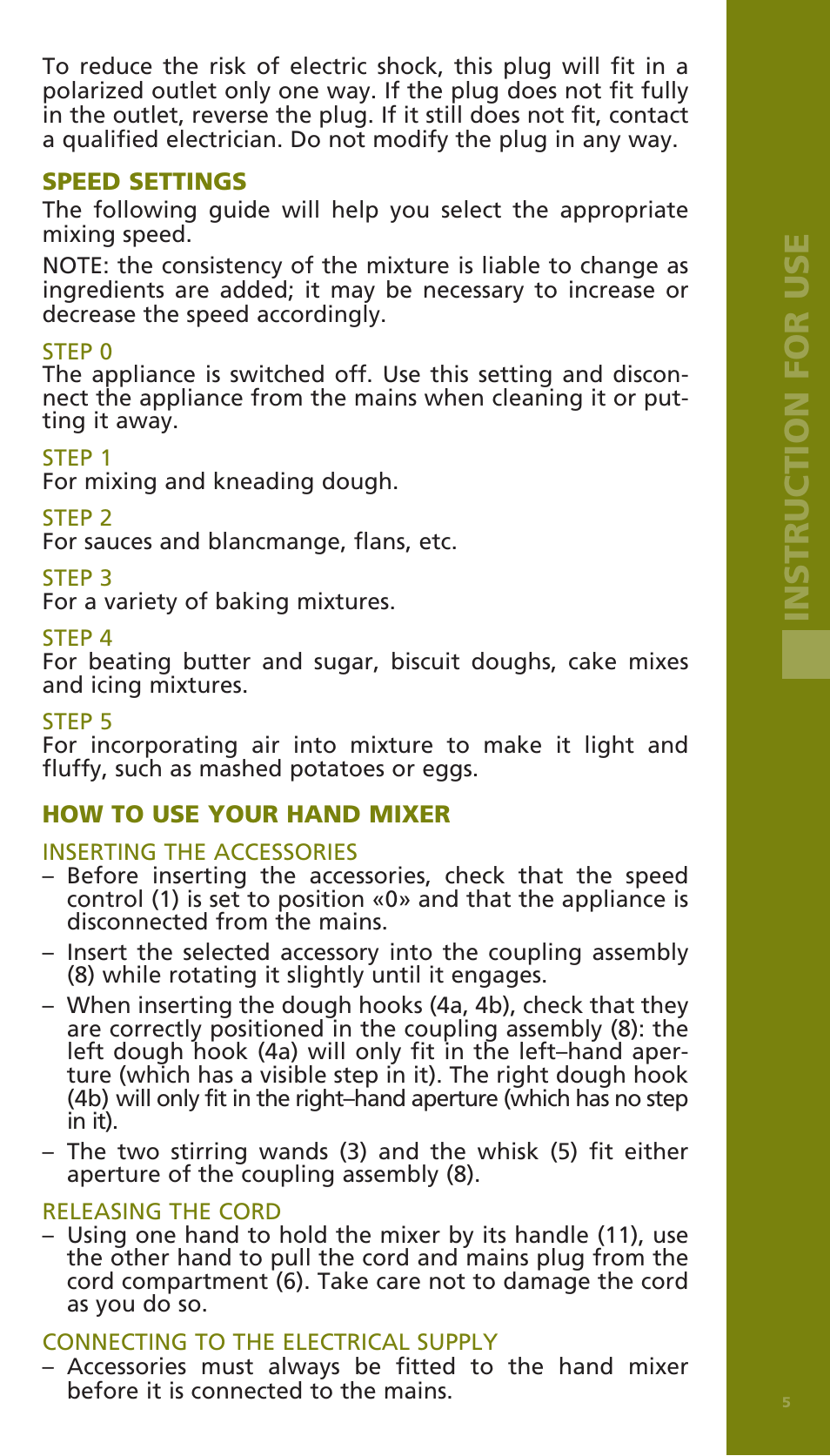 Instruction for use | Bodum BISTRO Электрический миксер User Manual | Page 6 / 82