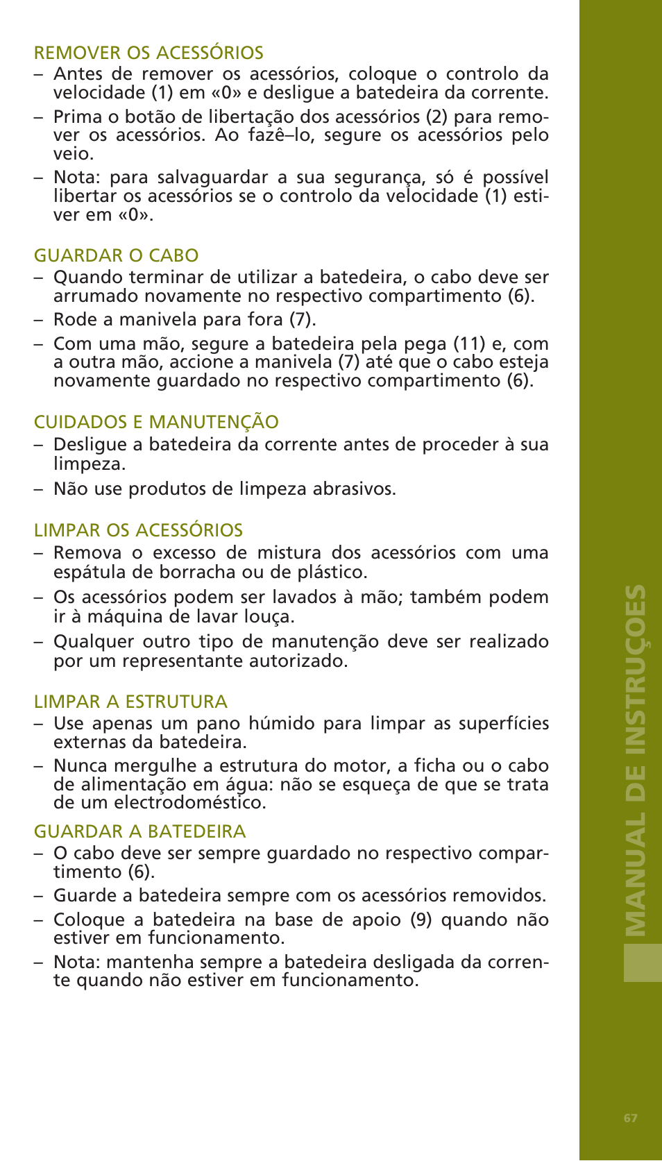 Manual de instruçoes | Bodum BISTRO Электрический миксер User Manual | Page 63 / 82