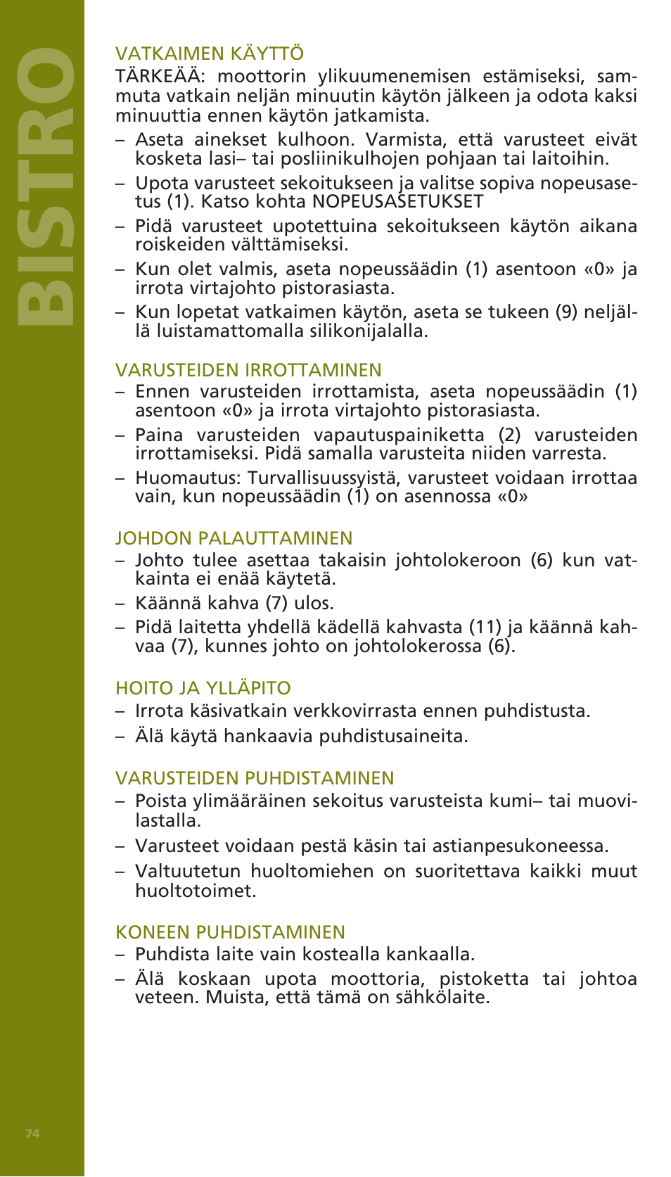 Bistro | Bodum BISTRO Электрический миксер User Manual | Page 69 / 82