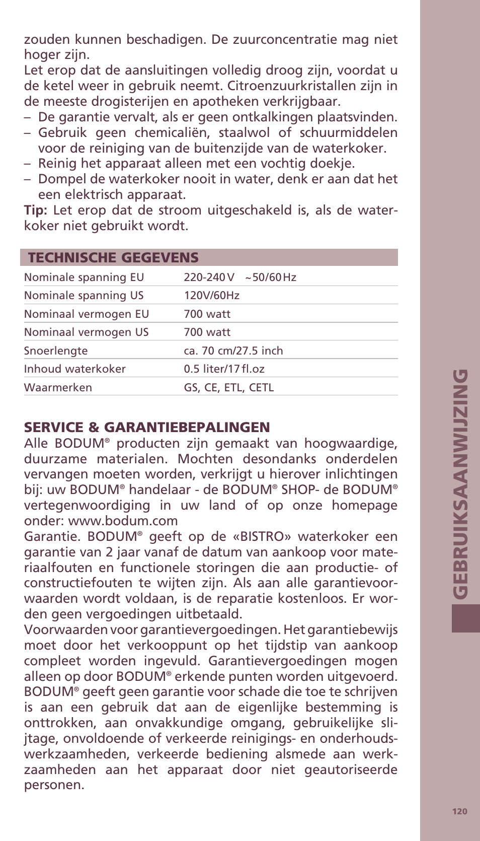 Bodum BISTRO Электрический чайник User Manual | Page 48 / 72