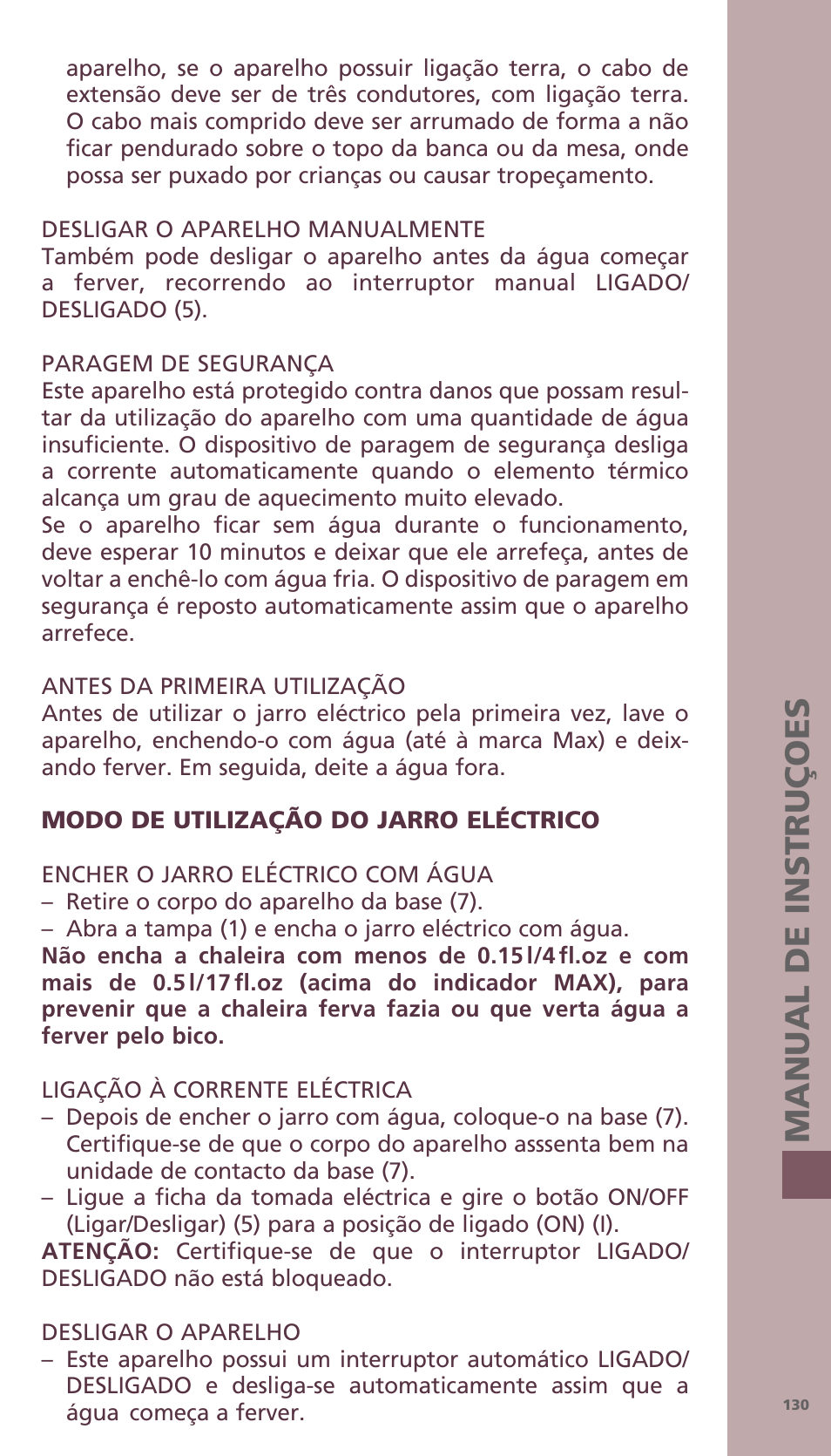 Man u al de in s tr uç oe s | Bodum BISTRO Электрический чайник User Manual | Page 58 / 72