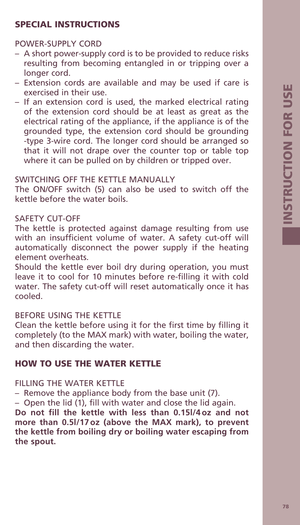 Bodum BISTRO Электрический чайник User Manual | Page 6 / 72