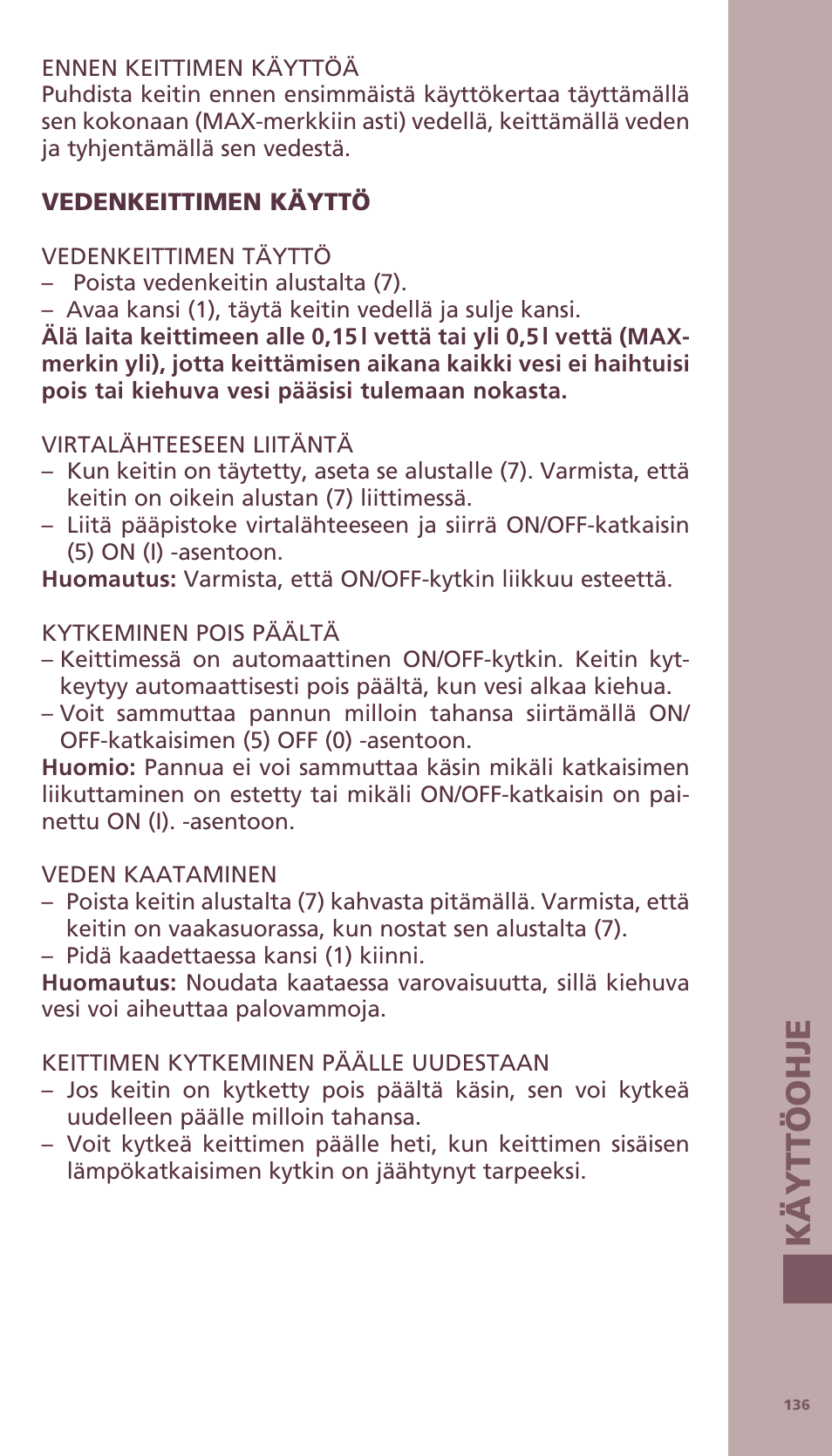 Kä yttöoh je | Bodum BISTRO Электрический чайник User Manual | Page 64 / 72