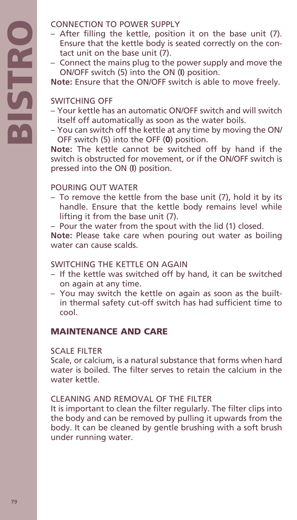 Bis tro | Bodum BISTRO Электрический чайник User Manual | Page 7 / 72