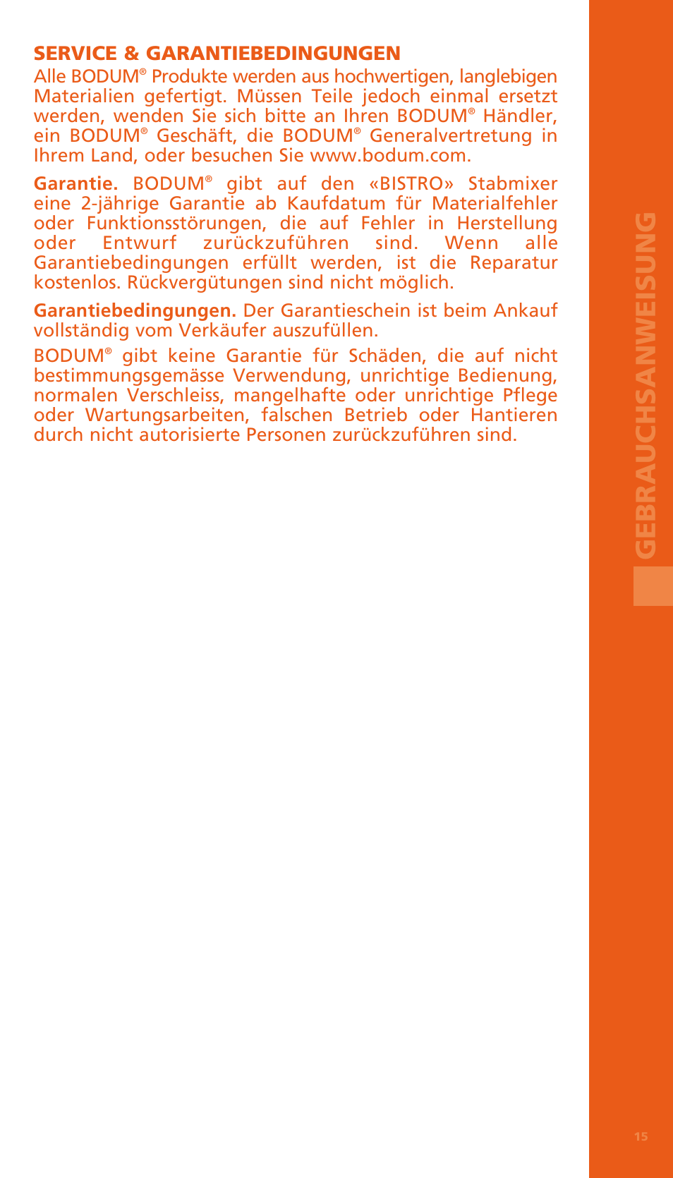 Bodum BISTRO Электрический блендер с комплектующими частями User Manual | Page 16 / 86