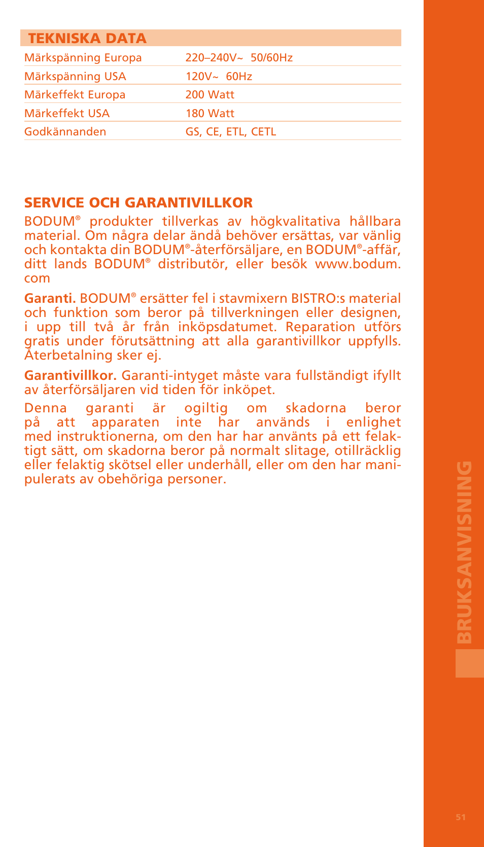 Bodum BISTRO Электрический блендер с комплектующими частями User Manual | Page 52 / 86