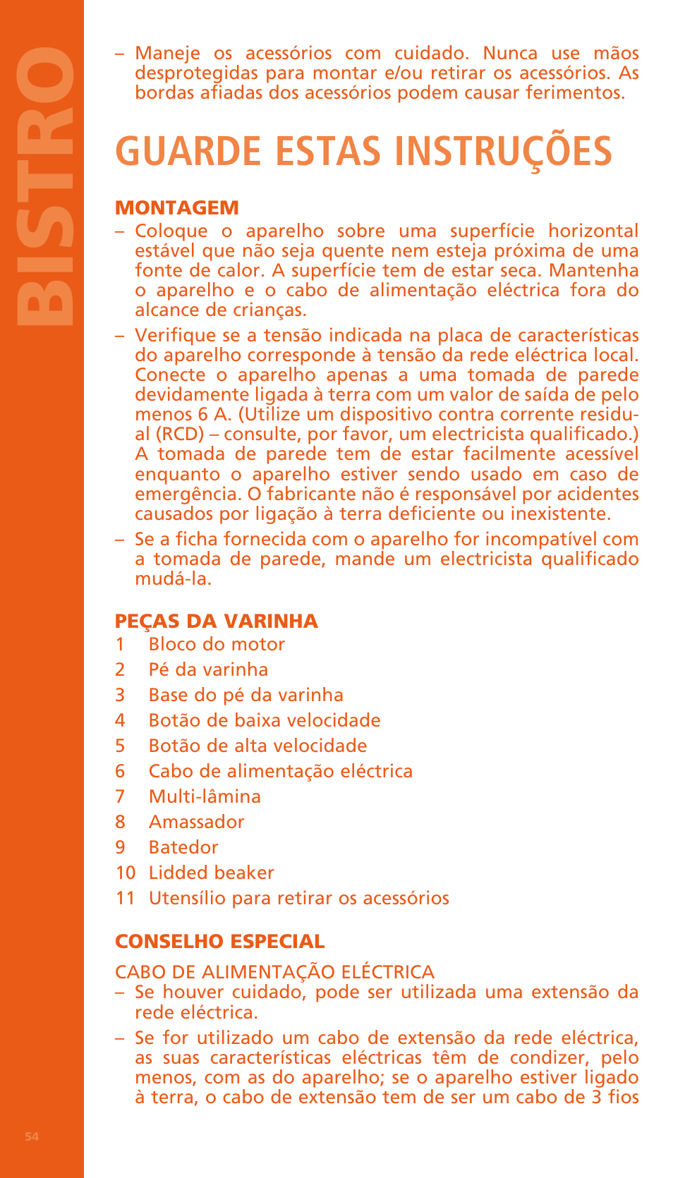 Bi stro, Guarde estas instruções | Bodum BISTRO Электрический блендер с комплектующими частями User Manual | Page 55 / 86