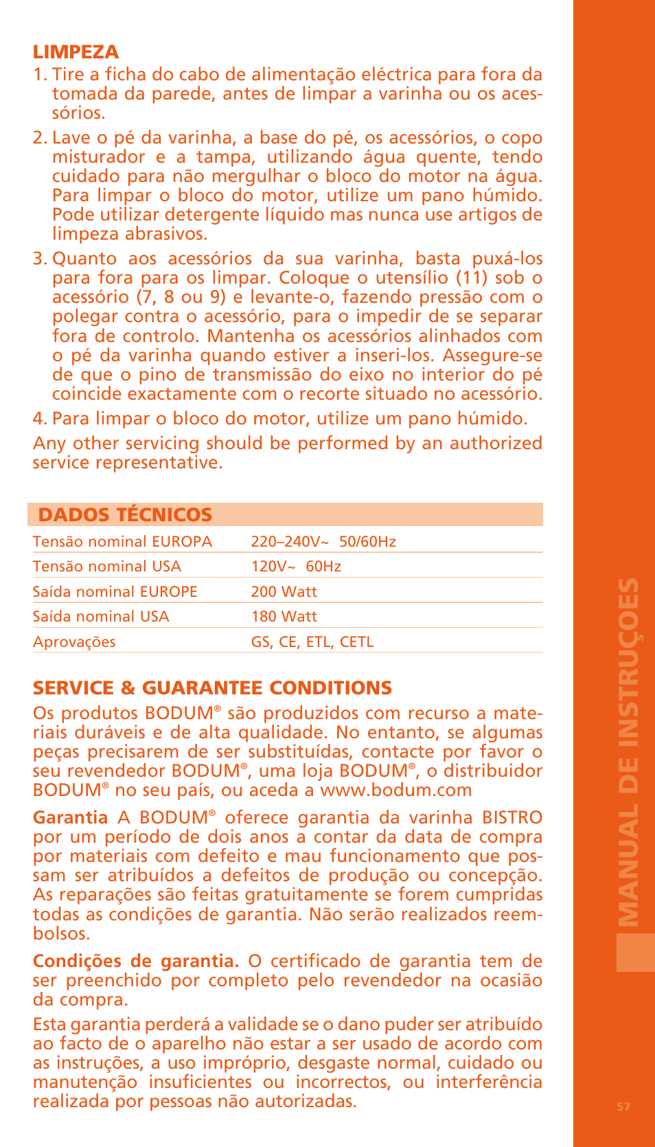 Bodum BISTRO Электрический блендер с комплектующими частями User Manual | Page 58 / 86