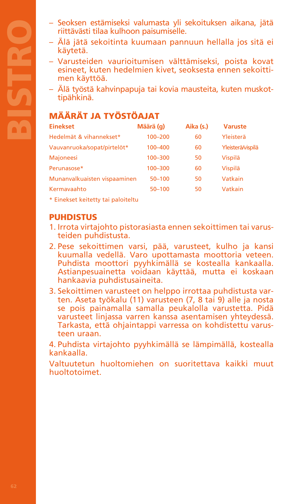 Bi stro | Bodum BISTRO Электрический блендер с комплектующими частями User Manual | Page 63 / 86