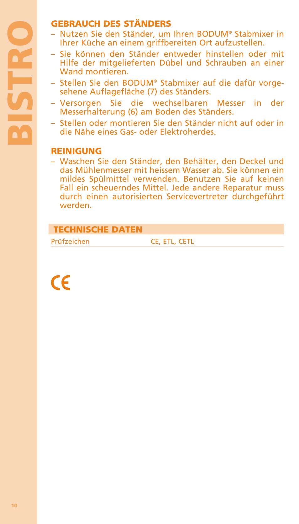 Bi stro | Bodum BISTRO Мельница и фиксатор для блендера "BISTRO" User Manual | Page 11 / 65