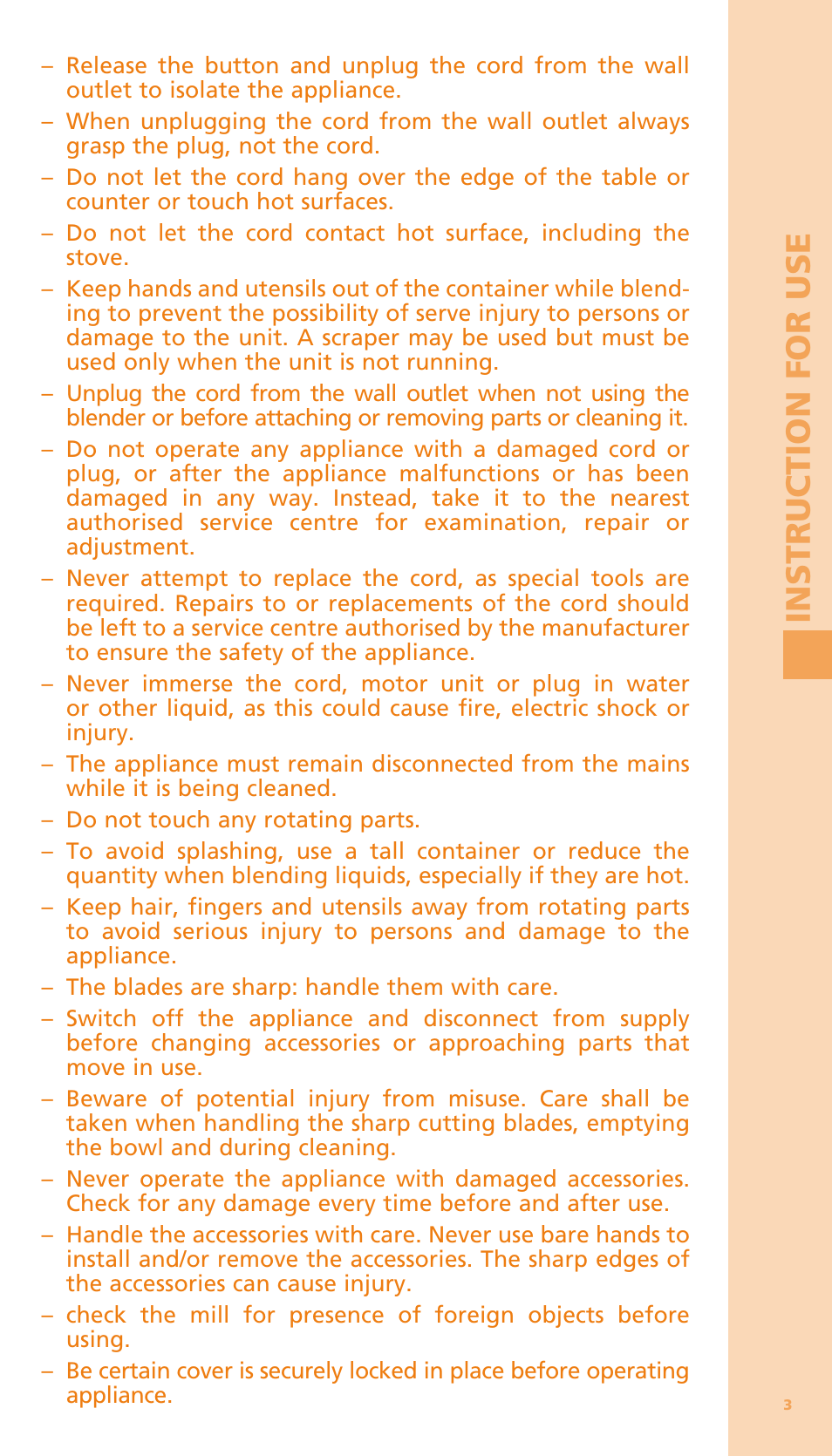 Instruct ion for use | Bodum BISTRO Мельница и фиксатор для блендера "BISTRO" User Manual | Page 4 / 65