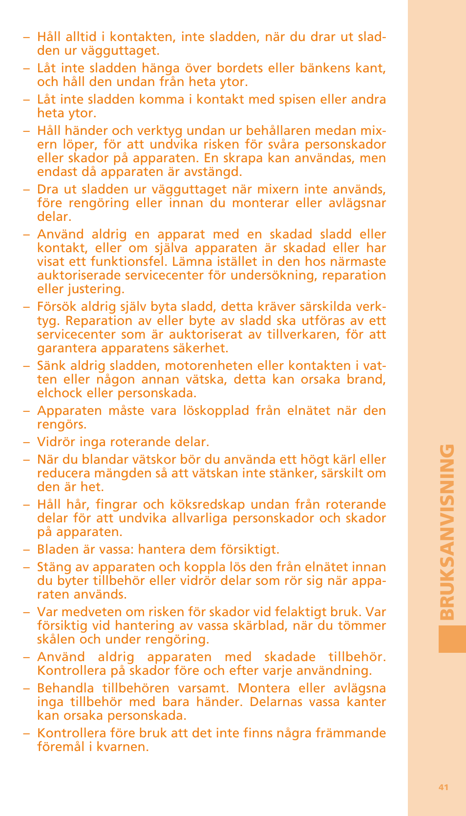Bru k san vi sn ing | Bodum BISTRO Мельница и фиксатор для блендера "BISTRO" User Manual | Page 42 / 65