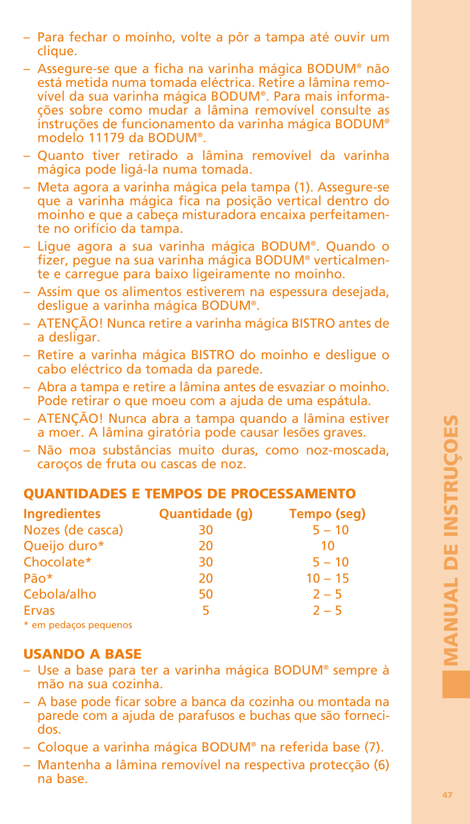 Bodum BISTRO Мельница и фиксатор для блендера "BISTRO" User Manual | Page 48 / 65