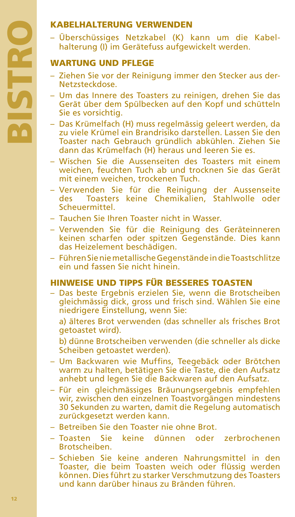 Bis tr o | Bodum BISTRO Тостер User Manual | Page 13 / 84