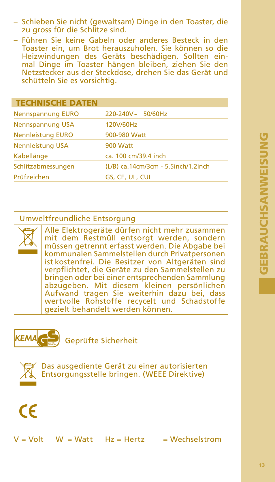 Gebrauch s anwe is ung | Bodum BISTRO Тостер User Manual | Page 14 / 84