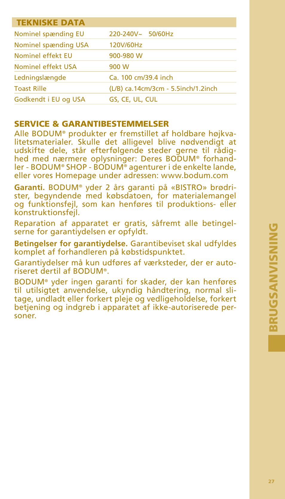 Brug s anv is n ing brug s anv is n ing | Bodum BISTRO Тостер User Manual | Page 28 / 84
