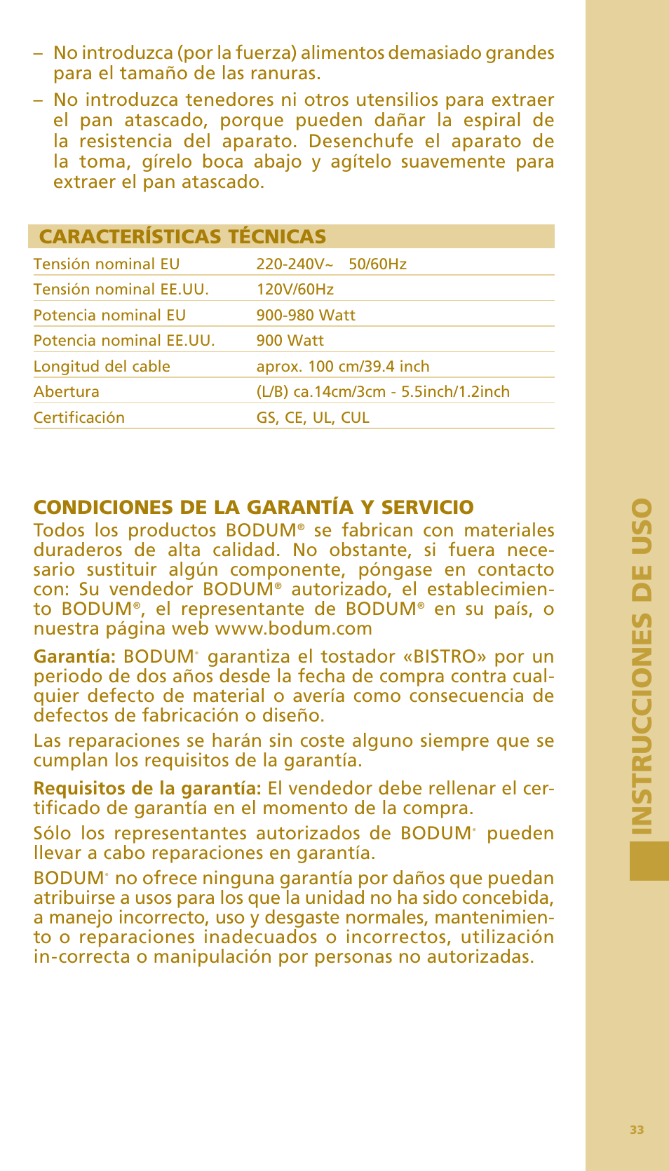 Bodum BISTRO Тостер User Manual | Page 34 / 84