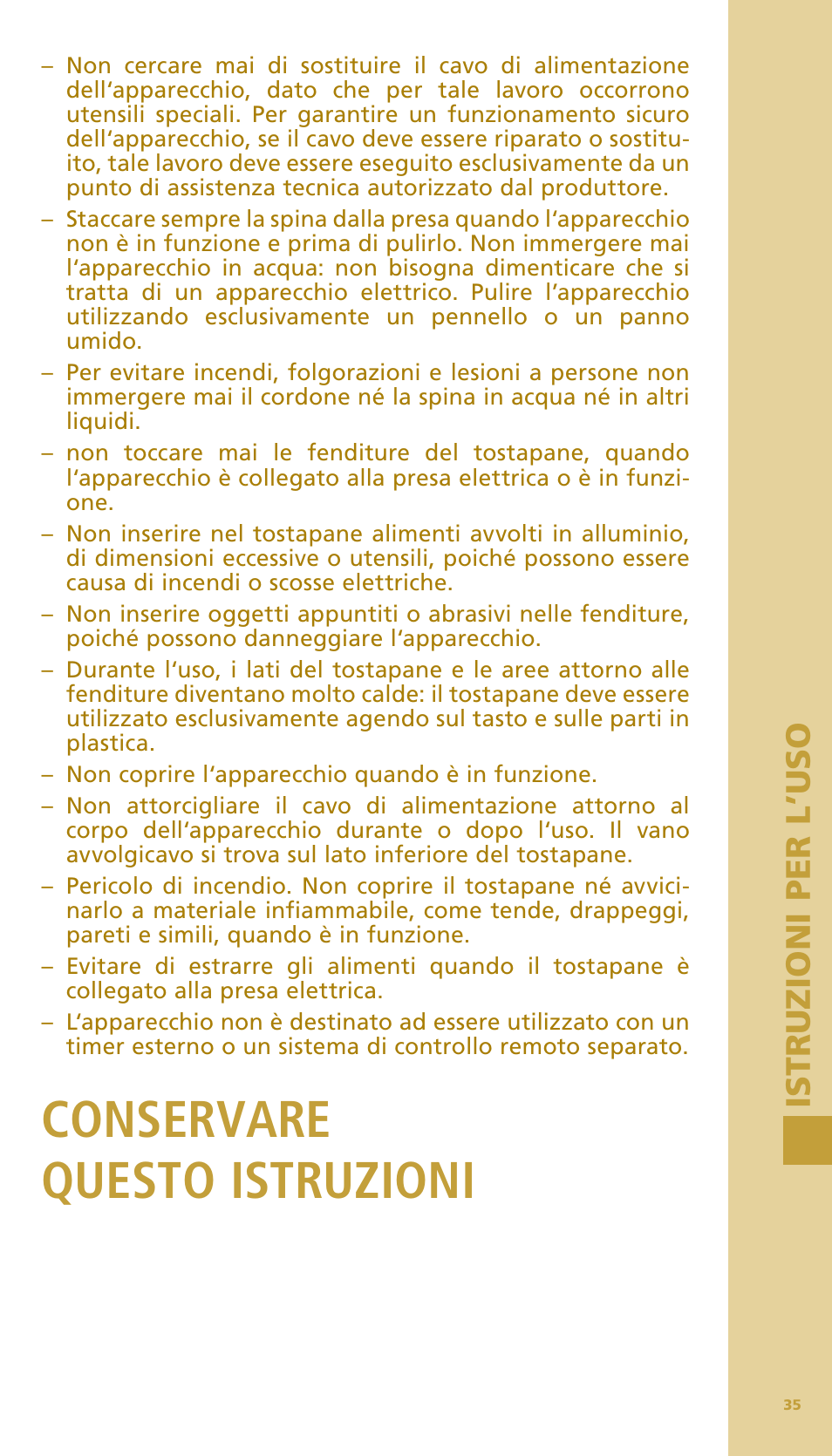 Conservare questo istruzioni | Bodum BISTRO Тостер User Manual | Page 36 / 84