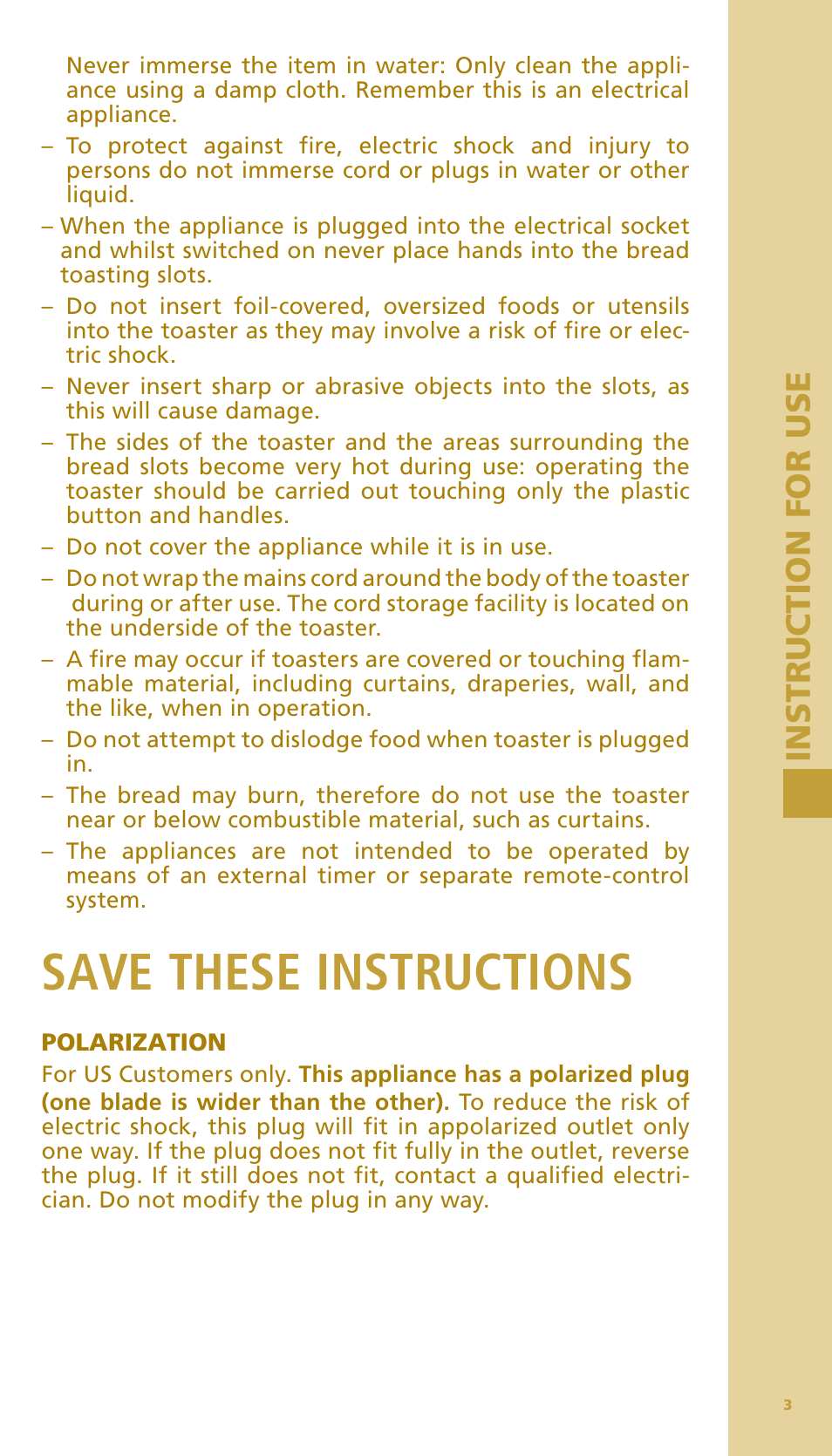 Save these instructions | Bodum BISTRO Тостер User Manual | Page 4 / 84