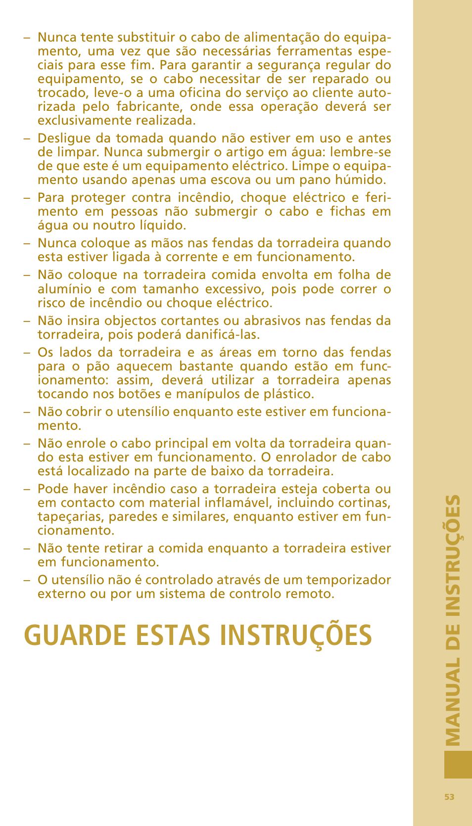 Guarde estas instruções | Bodum BISTRO Тостер User Manual | Page 54 / 84