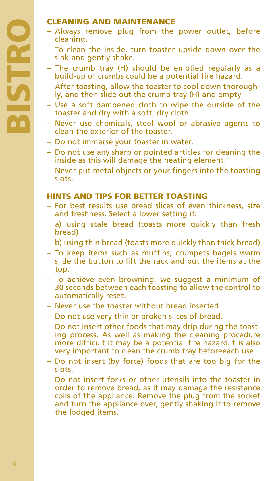 Bis tr o | Bodum BISTRO Тостер User Manual | Page 7 / 84
